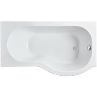 Nuie P Shaped Shower Bath with Panel and Leg Set 1500mm Left Hand in White Acrylic