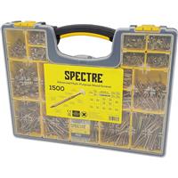 Spectre Screw Organiser Pro Multi-purpose Wood Screws with Impact Bits (1500 Pack) in Gold