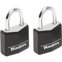 Master Lock Covered Aluminium Padlock 20 x 3 x 11mm (2 Pack) in Black