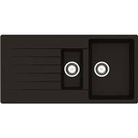 Reginox Harlem Reversible Composite Kitchen Sink & Drainer 1.5 Bowl Silvery in Black Granite Composite