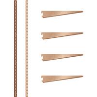 Rothley Bright Twin Slot Shelving Kit 1220mm Uprights (x2) & 220mm Brackets (x4) in Copper Steel