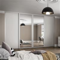 Spacepro Shaker 4 Door Sliding Wardrobe Kit and Mirror 2898 x 2260mm in White Steel/MFC/Glass