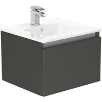 Newland Single Drawer Wall Hung Vanity Unit With Basin Midnight Mist 500mm in Black MFC