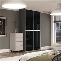 Spacepro Minimalist 2 Door Sliding Wardrobe Kit Silver Framed Glass Doors 1808 x 2260mm in Black Aluminium/Glass