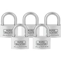 Burg-Wachter ALUTITAN Keyed Alike Padlock Set 60mm (5 Pack) in Silver Aluminium