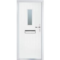 Crystal Composite Door Cottage Long Glass Left Hand 920mm x 2055mm Obscure Glass Glazing in White