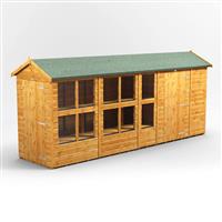Power Apex Potting Shed Combi including 6ft Side Store 16' x 4' in Natural Timber