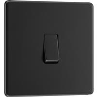 BG Screwless Flatplate Matt Switch 20A 16AX Intermediate 1 Gang in Black Plastic