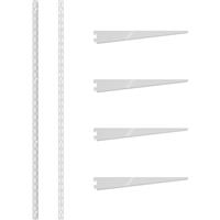 Rothley Twin Slot Shelving Kit 1600mm Uprights (x2) & 320mm Brackets (x4) in White Steel