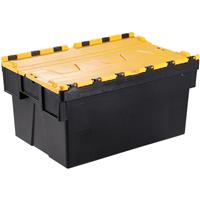 Barton Euro Container 65L with Attached Lid 600 x 400 x 365mm - Yellow Lid (2 Pack)