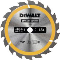 DeWalt Construction Circular Saw Blade 184 x 16mm x 18T in Black; Yellow