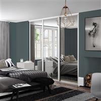 Spacepro Shaker 3 door Sliding Wardrobe Kit Framed Mirror 2592 x 2260mm in White Steel/Glass