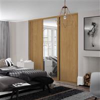Spacepro Shaker 3 Door Sliding Wardrobe Kit and Mirror 2136 x 2260mm in Oak Steel/MFC/Glass
