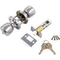 ERA Entrance Door Knob Set Satin in Silver Steel