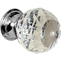 Glass Faceted Knob Chrome Base (5 Pack) in Silver