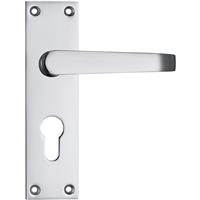Lockworks Victorian Straight Door Handle Euro Lock Polished (Pair) in Chrome