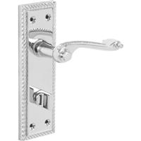 Georgian Scroll Door Handles Bathroom Polished (Pair) in Chrome