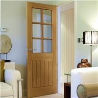 JB Kind Thames 6 Light Glazed Internal Door Unfinished 35 x 1981 x 838mm in Oak Veneer
