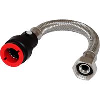 Unbranded Flexible Tap Connector Pushfit with Valve 15mm x 1/2" 10mm Bore. 300mm in Chrome Brass