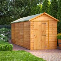 Power Overlap Apex Shed 16' x 6' No Windows in Natural Timber