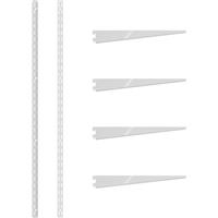 Rothley Twin Slot Shelving Kit 1220mm Uprights (x2) & 320mm Brackets (x4) in White Steel