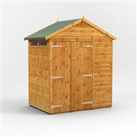 Power Apex Security Shed 4' x 6' - Double Doors in Natural Timber
