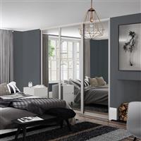 Spacepro Shaker 3 Door Sliding Wardrobe Kit Framed Mirror 2136 x 2260mm in Cashmere Steel/Glass