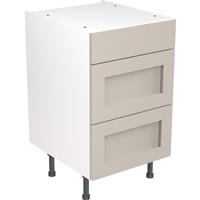 Kitchen Kit Flatpack Shaker Kitchen Cabinet Base 3 Drawer Unit Ultra Matt 500mm in Light Grey MFC