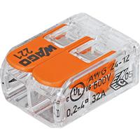 Wago 221 2 Way Compact Lever Connectors 0.14 to 4mm (100 Pack)