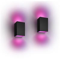 Philips Hue Resonate White & Colour Ambience LED Smart Outdoor Wall Light 1180lm (2 Pack) in Black Metal