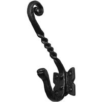 Old Hill Ironworks Hat & Coat Hook Barley Twist 145mm in Black Cast Iron