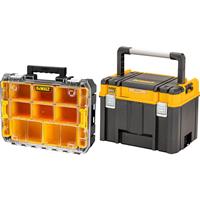 DeWalt TSTAK 2.0 Deep Organiser Top & High Capacity Organiser Combo Aluminium