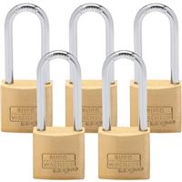 Burg-Wachter MAGNO Keyed Alike Padlock Set 40mm LS (5 Pack) in Brass