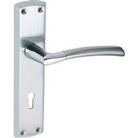 Felisa Dual Finish Door Handles Lock Polished / Satin (Pair) in Silver
