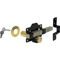Perry Long Throw Gate Lock Double Locking 70mm in Black Steel