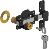 GateMate Premium Long Throw Lock Double Locking 70mm in Black Stainless Steel