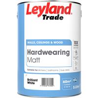 Leyland Trade Hardwearing Matt Paint 5L Brilliant in White