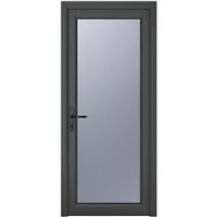 Crystal uPVC Single Door Full Glass Right Hand Open In 890mm x 2090mm Obscure Double Glazed Grey/White (each)