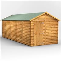 Power Overlap Apex Shed 20' x 8' No Windows in Natural Timber