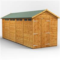 Powersheds Power Apex Security Shed 18' x 6' - Double Doors in Natural Timber