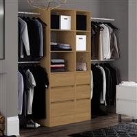 Spacepro 3 Drawer Tower Unit with 1 Hanger Bar Finish 2100 x 450 x 500mm in Oak Steel/MFC