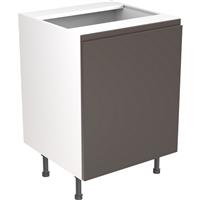 Kitchen Kit Flatpack J-Pull Kitchen Cabinet Base Sink Unit Super Gloss 600mm in Graphite MFC
