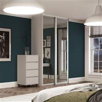 Spacepro Shaker 2 Door Sliding Wardrobe Kit Framed Mirror 1449 x 2260mm in White Steel/Glass