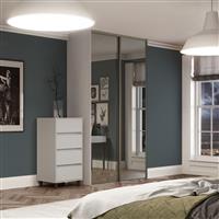Spacepro Classic 2 Door Sliding Wardrobe Kit Framed Mirror 1489 x 2260mm in Nickel Steel/Glass