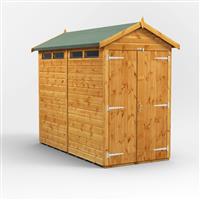 Power Apex Security Shed 8' x 4' - Double Doors in Natural Timber