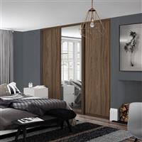 Spacepro Shaker 3 Door Sliding Wardrobe Kit and Mirror 2592 x 2260mm in Walnut Steel/MFC/Glass