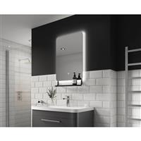 Sensio Harbour LED Backlit Bathroom Mirror With Shelf CCT 790 x 500mm in Black Mirrored Glass