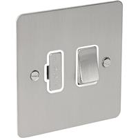 Axiom Flat Plate Satin Chrome Fused Spur 13A Switched in Silver Steel