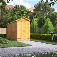 Power Windowless Apex Shed 16' x 4' Double Door in Natural Timber