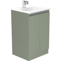 Newland Double Door Floor Standing Vanity Unit With Basin Sage 500mm in Green MFC